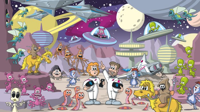 Cartoon Wimmelbild aliens