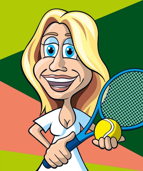 Cartoon Portrait Tennis Ass